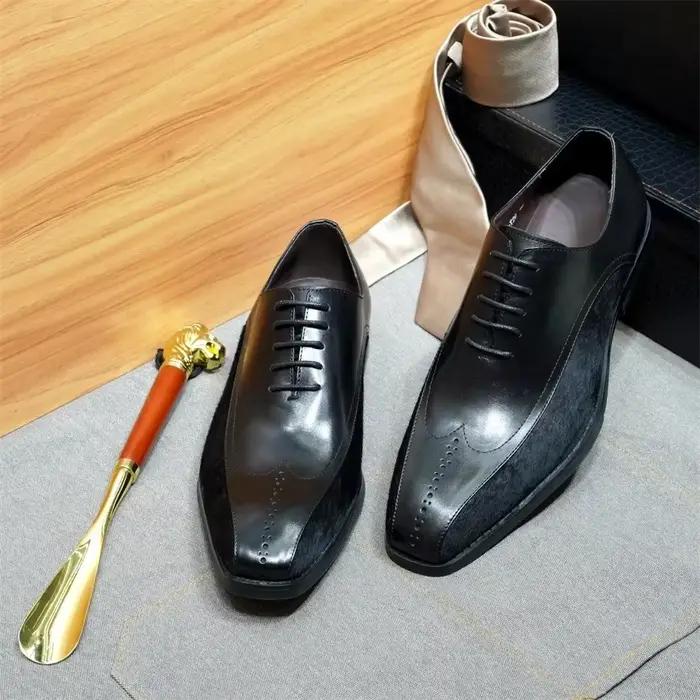 Oxford – chaussures italiennes en cuir véritable pour hommes