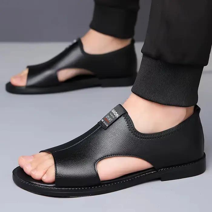 Marque homme sandales concepteur de mode en cuir décontracté pour hommes été confortable plage pantoufles en plein air