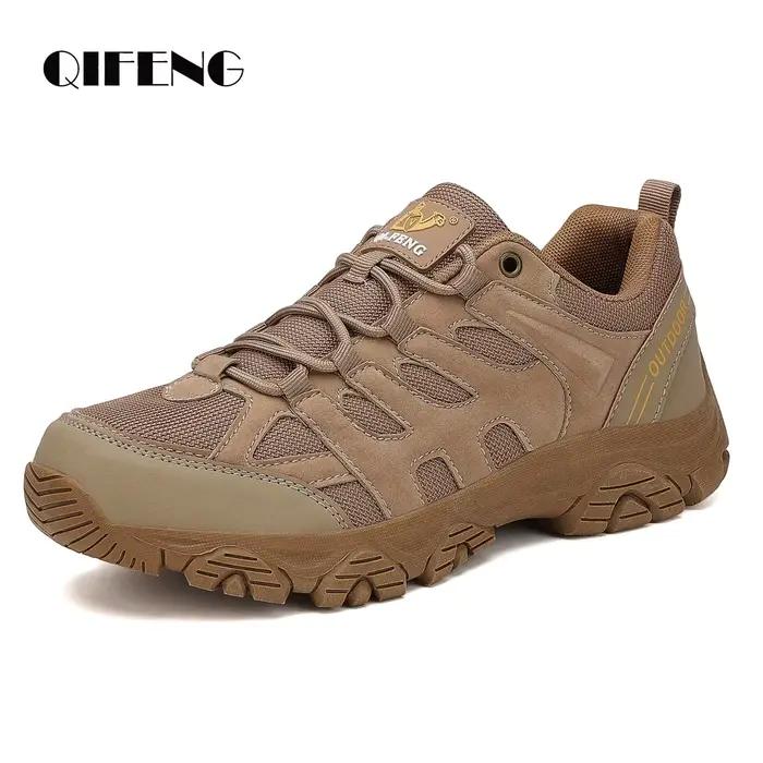 Chaussures décontractées QIFENG en cuir pour hommes, respirantes, imperméables, motifs géométriques, style rétro, confort toute la journée, pour printemps et automne