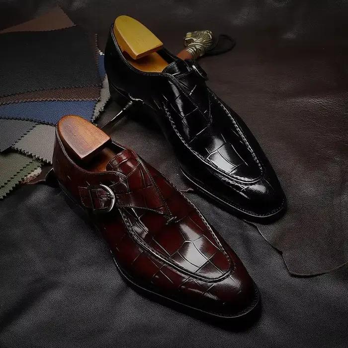 Chaussures décontractées en cuir YEAE pour hommes, mocassins d'affaires élégants, pointes carrées, pour occasions décontractées et formelles