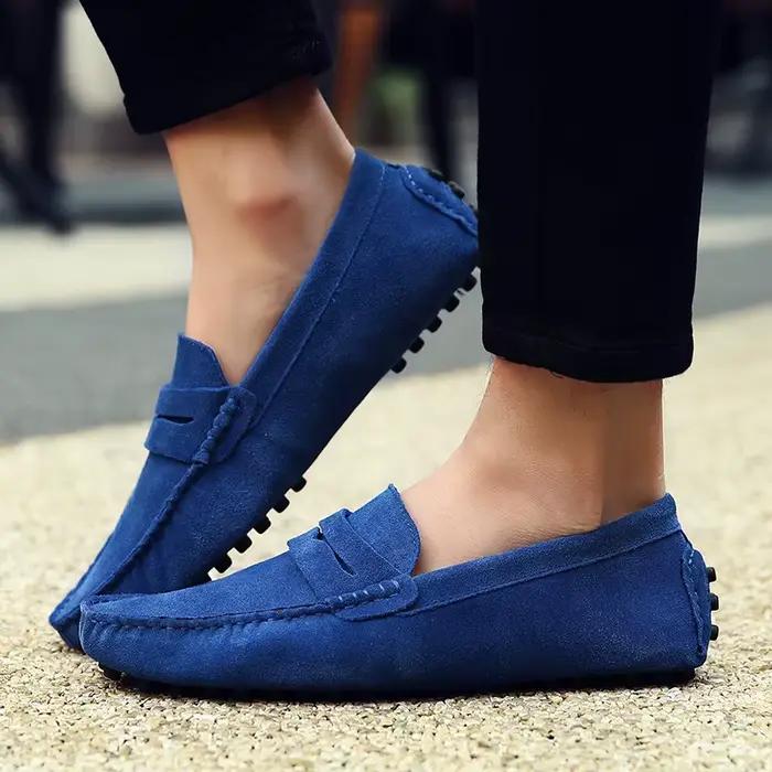 MSHHousehouse-Mocassins souples en cuir suédé pour hommes