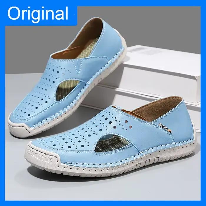 Sandales unisexes en cuir cousues à la main