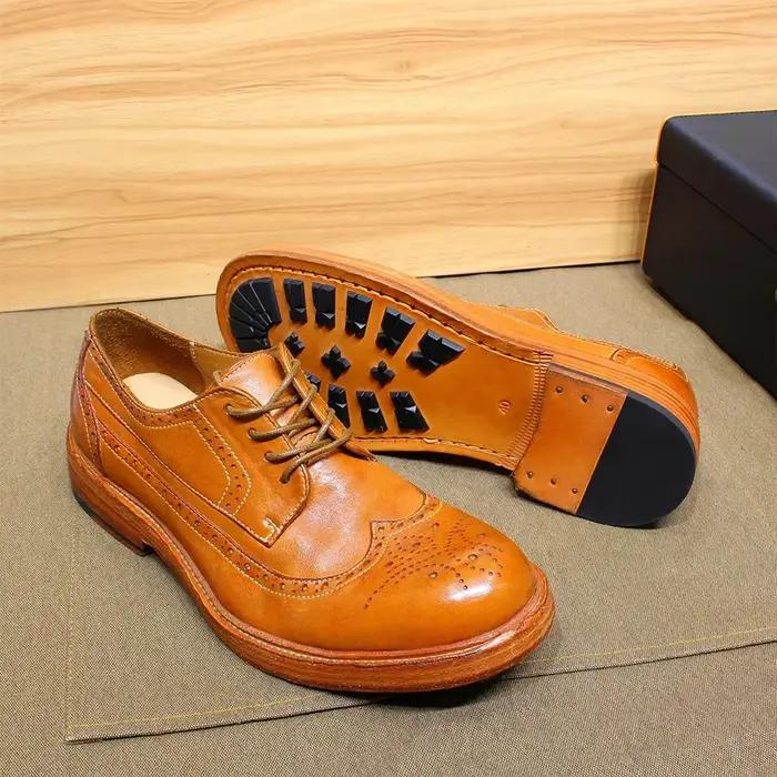 Goodyear chaussures habillées Derby cousues à la main pour hommes en cuir de veau souple