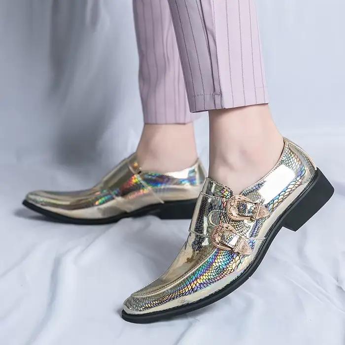 Mocassins en cuir fendu de marque de luxe pour homme, chaussures respirantes, solides, formelles et décontractées, faites à la main, de styliste, pour printemps et automne, avec ajustement parfait, disponibles en or, noir et vert