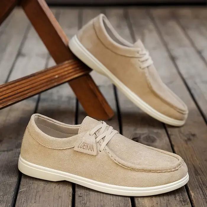Mocassins en daim pour hommes, chaussures décontractées à enfiler, souples et plates, confortables pour la conduite et la marche, 2 couleurs
