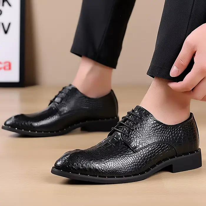 Chaussures habillées pour hommes d'affaires en cuir formel à lacets toutes saisons confortables pour mariage et affaires décontractées durables