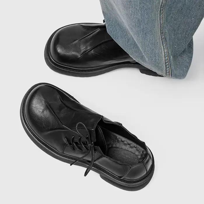 Chaussures derby homme en cuir fendu avec semelle caoutchouc respirante pour printemps automne et loisirs affaires