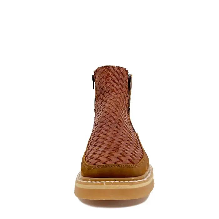 Bottes Chelsea en cuir tressé marron pour homme