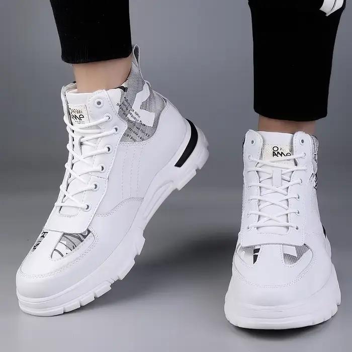 Bottes rehaussantes en cuir véritable pour hommes