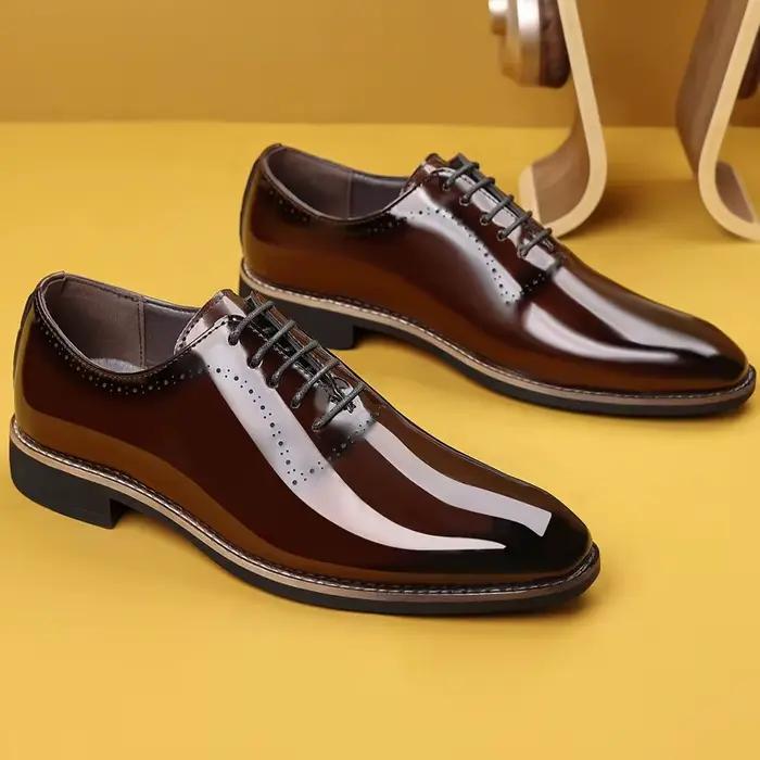 Chaussures Oxford de luxe en cuir verni pour hommes