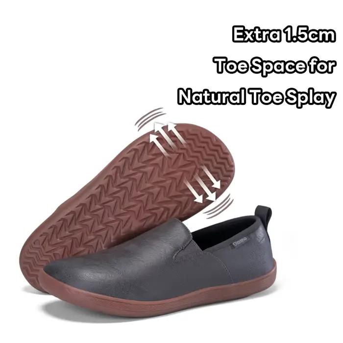 Oiaano bout large hommes chaussures minimalistes baskets confortables en cuir chaussures décontractées noir sans lacet loisirs mocassins conduite bureau