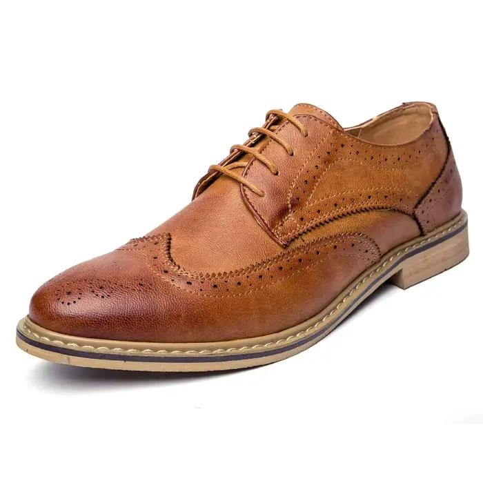 Chaussures Oxford pointues à lacets en cuir pour hommes