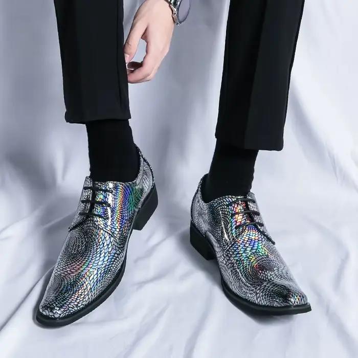 Chaussures brillantes à bout pointu en cuir verni pour hommes, chaussures plates décontractées, chaussures provoqué, affaires, Grace, mariage, fête, mode