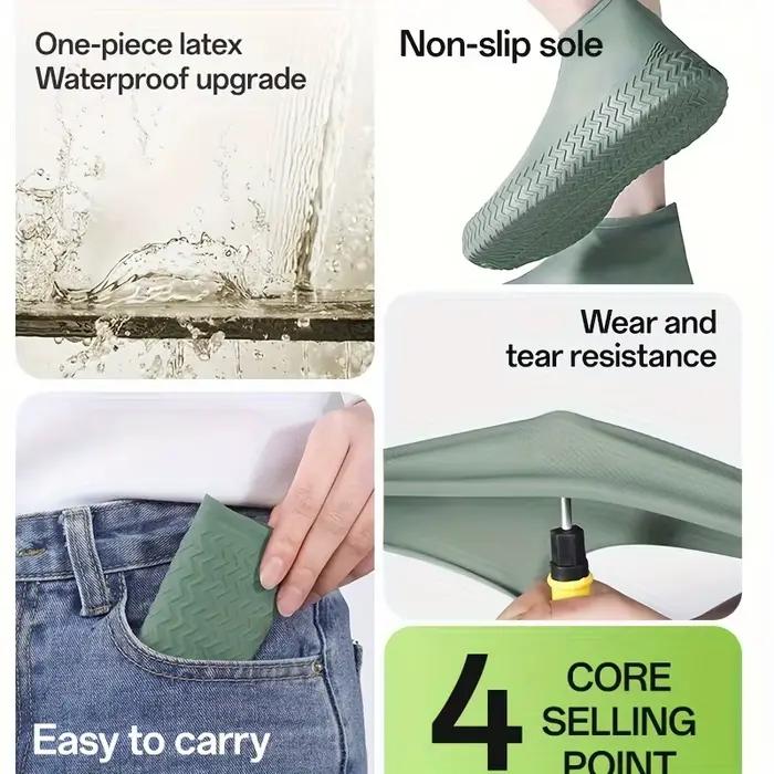 Couvre-chaussures imperméables en silicone antidérapants, protections unisexes pour baskets, idéales pour les jours de pluie en extérieur