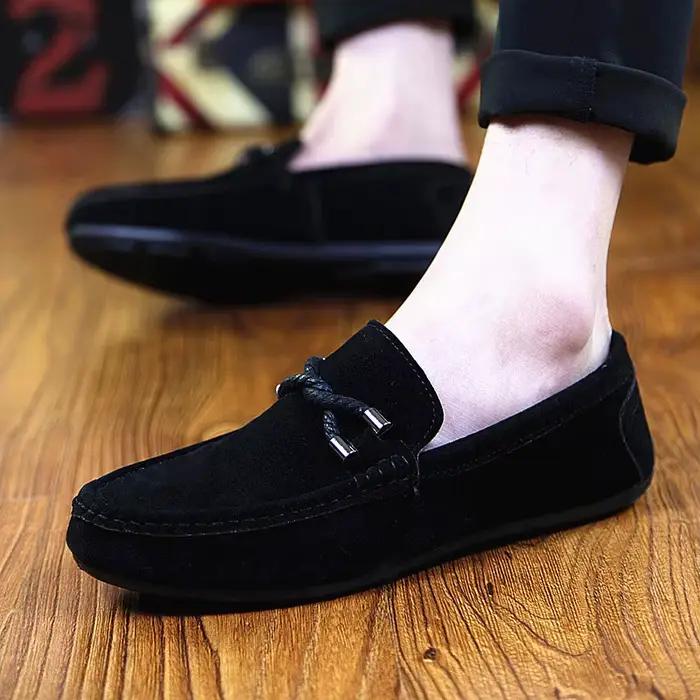 Hommes mocassins chaussures d'affaires en daim cuir semelle souple