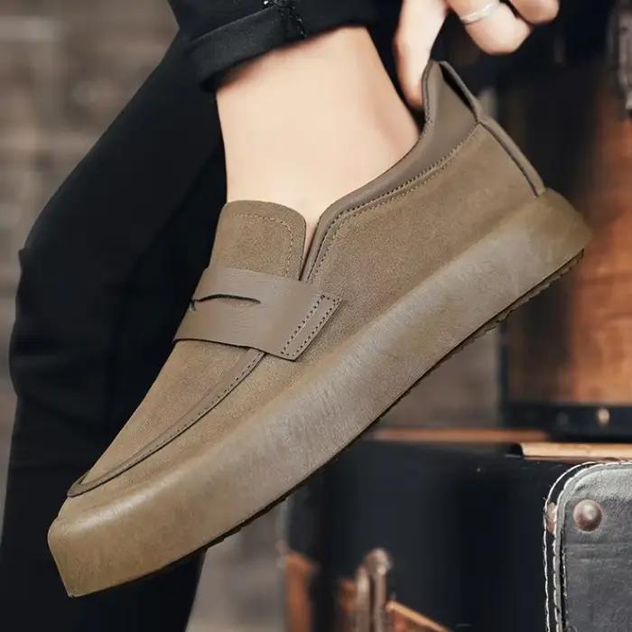 Mocassins hommes chaussures en cuir chaussures de marche affaires antidérapant fond souple mocassins de travail rond chaussures à fond plat baskets d'extérieur
