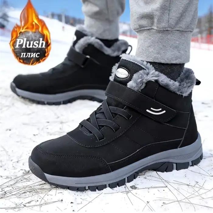 Bottes de neige pour hommes chaussures d'hiver décontractées plate-forme antidérapante bottines en fourrure chaude en