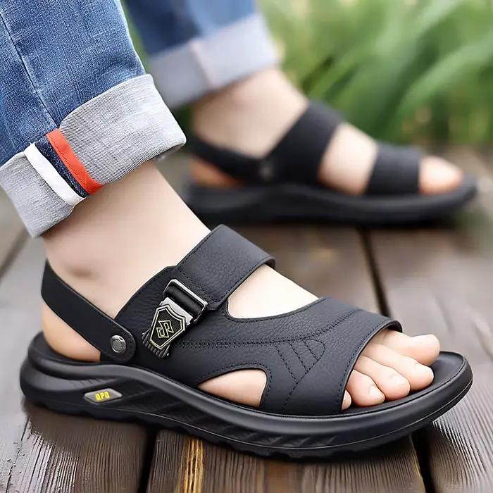 Sandales décontractées pour hommes avec sangles réglables et semelle antidérapante pour les promenades estivales sur la