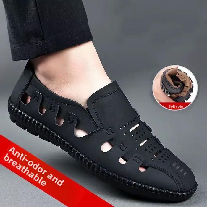 Chaussures décontractées pour hommes, respirantes, en maille, en cuir, légères, à semelle souple, style mocassins, nouvelle collection printemps-été