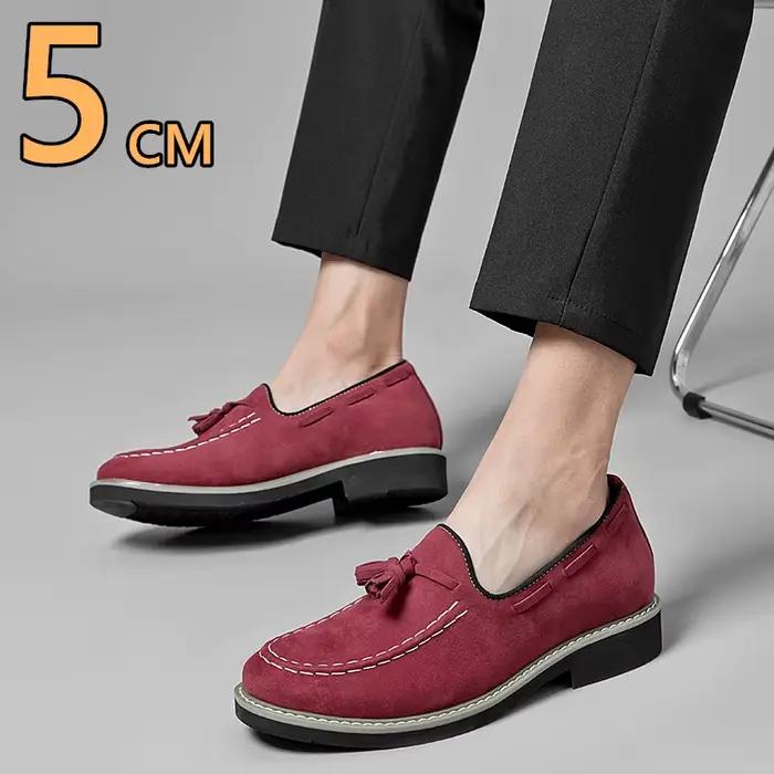 Mocassins d'ascenseur décontractés en cuir véritable pour hommes, faits à la main, 5cm, hauteur intérieure cachée, chaussures de conduite confortables à enfiler