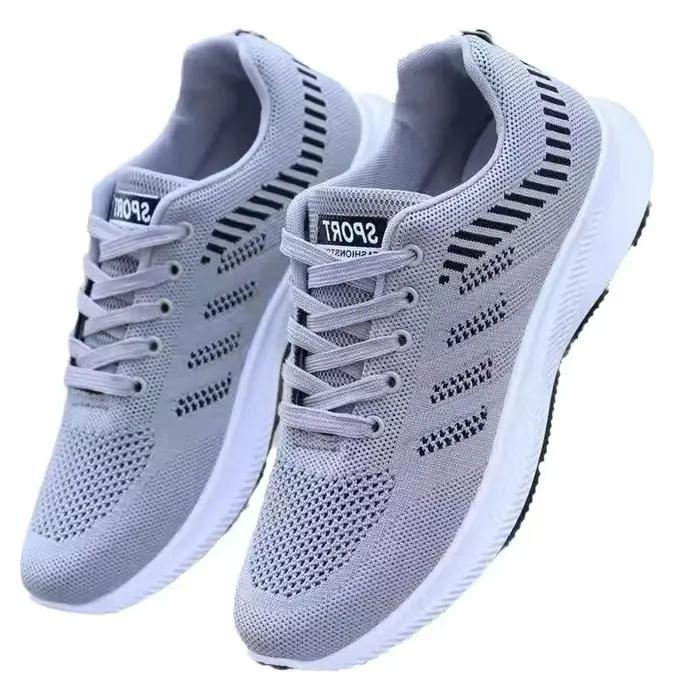 Chaussures de course décontractées pour hommes, chaussures de sport plates, design antidérapant, gris, noir, à la mode, à bas prix, extérieur, 2025
