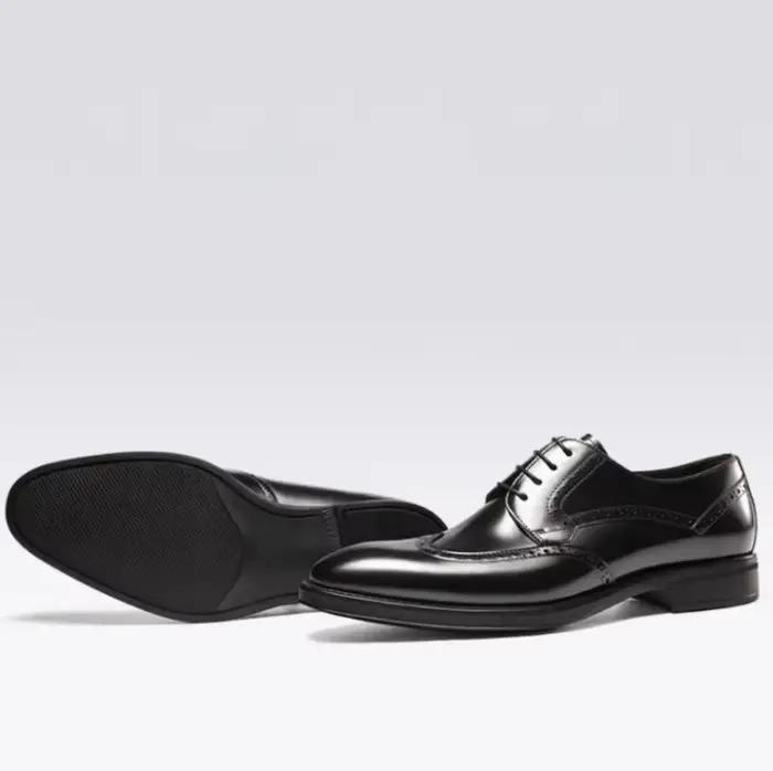 Chaussures Oxford en cuir d'affaires pour hommes avec lacets, tige en cuir véritable, pour vêtements de cérémonie, chaussures de marié de mariage