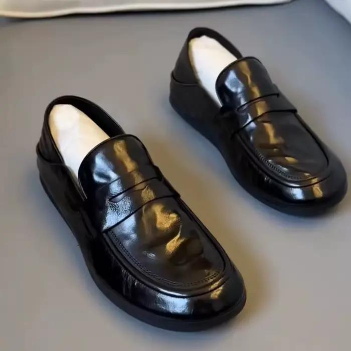 Chaussures Mocassins Tendance Confortables Antidérapantes Résistantes à l'Usure à Semelle Souple Style Britannique Décontracté Couleur Unie