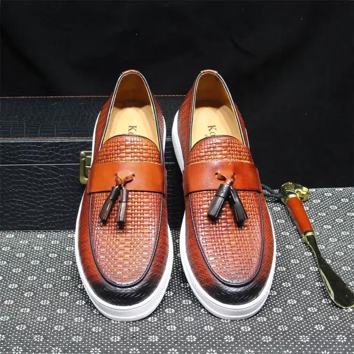 Mocassins à semelle plate en cuir véritable pour hommes