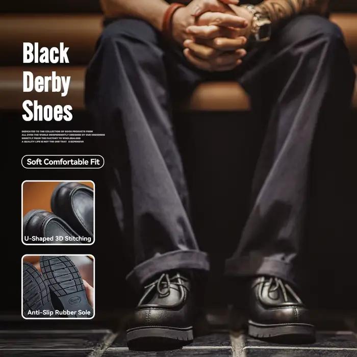 Chaussures Derby vintage noires pour hommes Maden