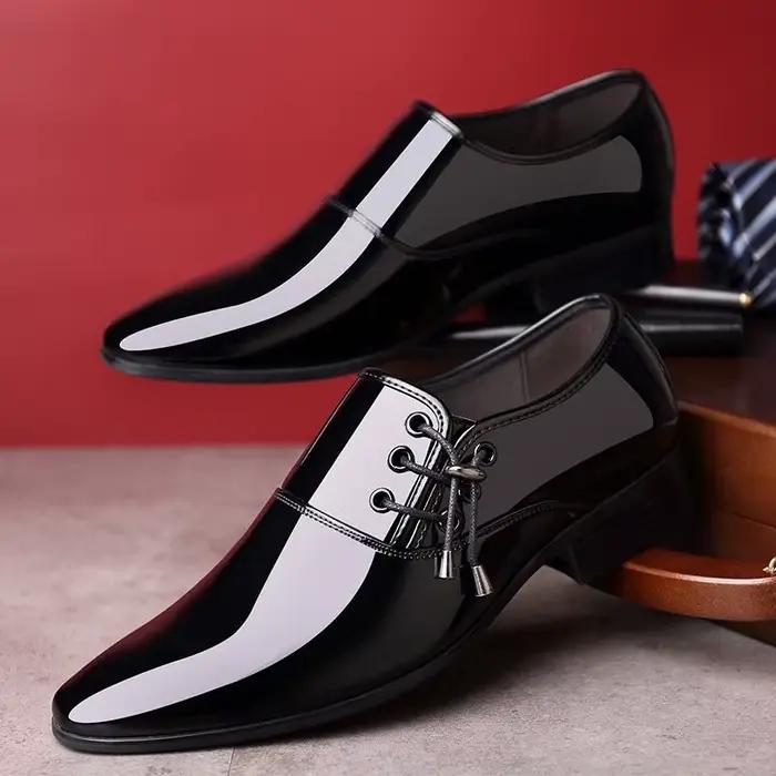 Chaussures formelles homme en cuir verni bout pointu pour bureau et carrière printemps automne étanches occassions spéciales