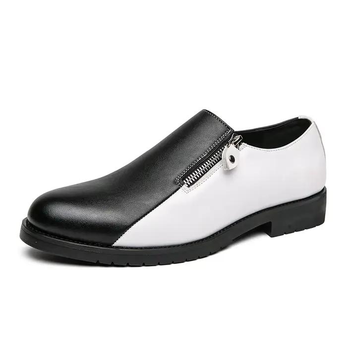Chaussures habillées en cuir noir et blanc pour hommes