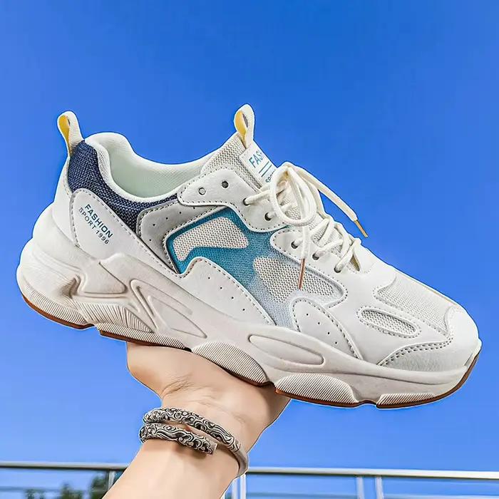 Chaussures de sport décontractées pour homme, cuir artificiel, semelle souple, antidérapantes, résistantes à l'usure, respirantes, pour course en extérieur et activités quotidiennes