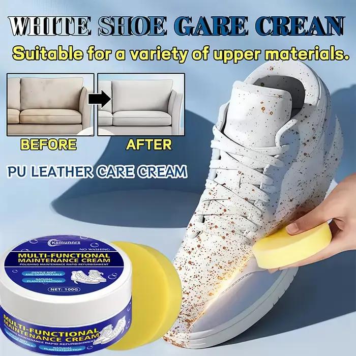 Crème à cirer les chaussures blanche 100g - Une formule révolutionnaire qui combine la cire et l'entretien en une seule étape. Pas de rinçage nécessaire. Convient