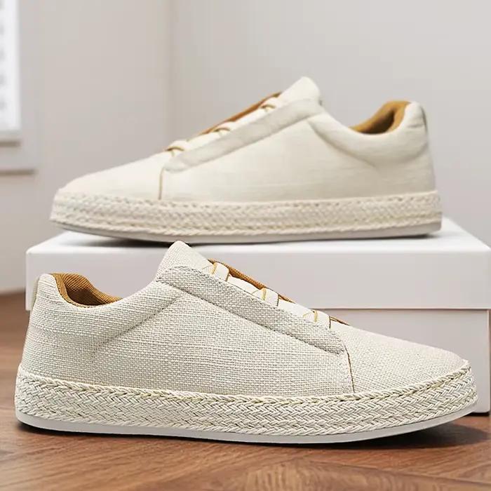Chaussures de pêcheur en lin tendance pour hommes 2025 décontractées respirantes pour l'été plage et autres occasions spéciales