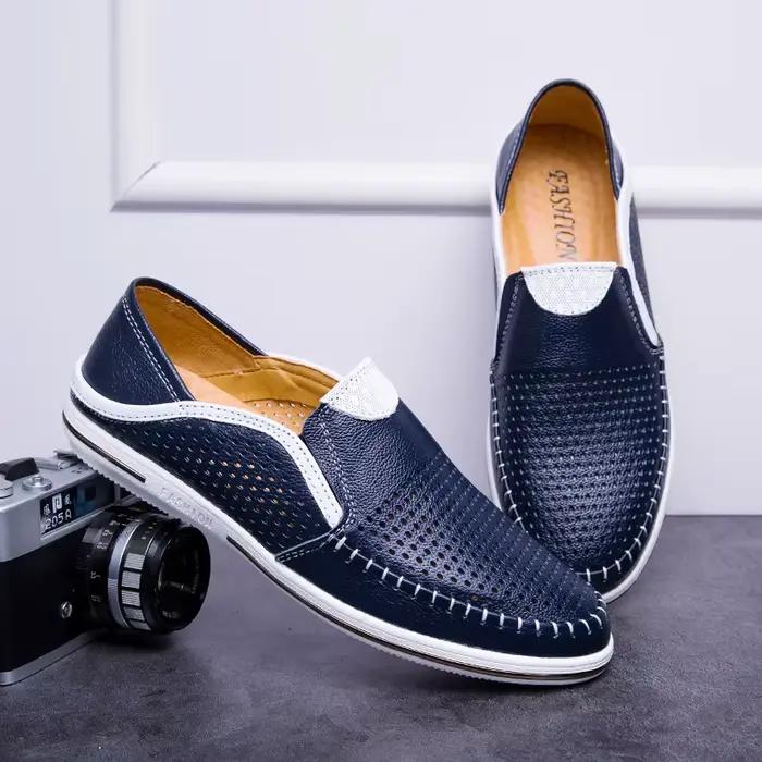 Mocassins Respirants pour Hommes, Chaussures Décontractées en Cuir Véritable pour Occasions Estivales et Informelles