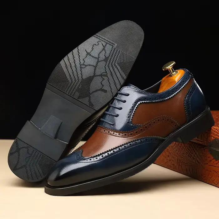 Brogues en cuir Oxford pour hommes bout pointu à lacets pour événements formels et semi-formels grandes tailles occasions spéciales