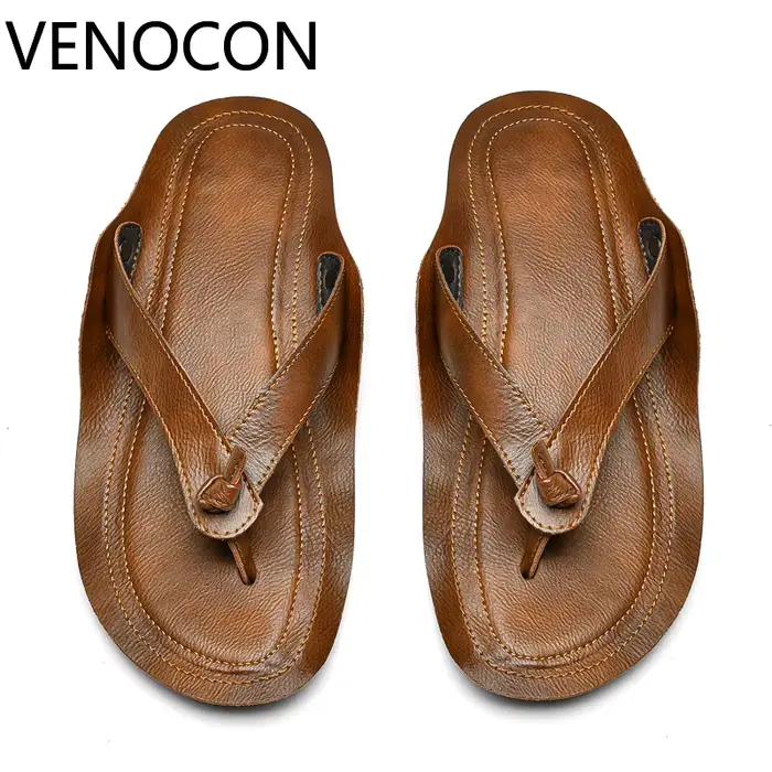 Sandales VENOCON en cuir fendu pour hommes, style fashion, confort caoutchouc, polyvalence et élégance romaine pour toutes occasions décontractées