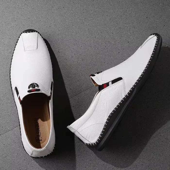 Mocassins plats en cuir véritable pour hommes, chaussures décontractées à pois Harajuku, confort, respirants, pour homme, printemps/automne, occasions spéciales