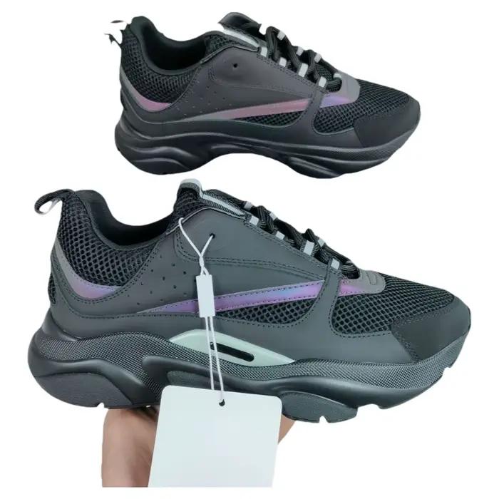 Chaussures de sport pour homme en cuir de vachette respirantes avec lacets réfléchissants pour les courses de nuit et les activités en plein air