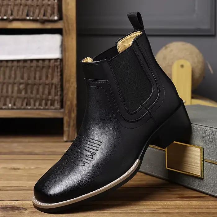 Bottes de Cowboy occidentales brodées rétro pour hommes