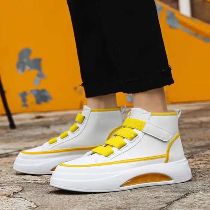 Luxe haut hommes chaussures mode coussin d'air hommes baskets plate-forme en cuir chaussures décontractées marque concepteur hommes bottines 2024 nouveau