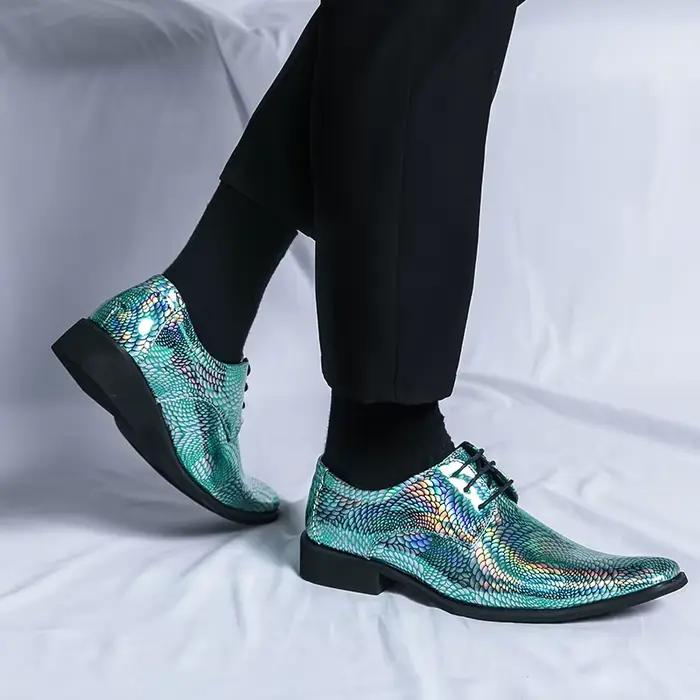 Chaussures brillantes à bout pointu en cuir verni pour hommes, chaussures plates décontractées, chaussures provoqué, affaires, Grace, mariage, fête, mode