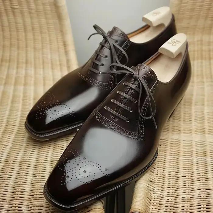 Oxfords chaussures pour hommes marron noir affaires à lacets Pu bureau richelieu