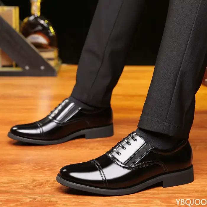 Chaussures d'affaires en cuir à bout rond pour hommes