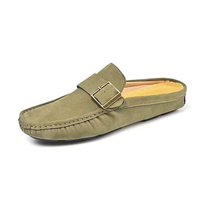 Demi-chaussures en cuir pour hommes, taille 47 48, mocassins décontractés à enfiler, pantoufles respirantes de grande taille, été