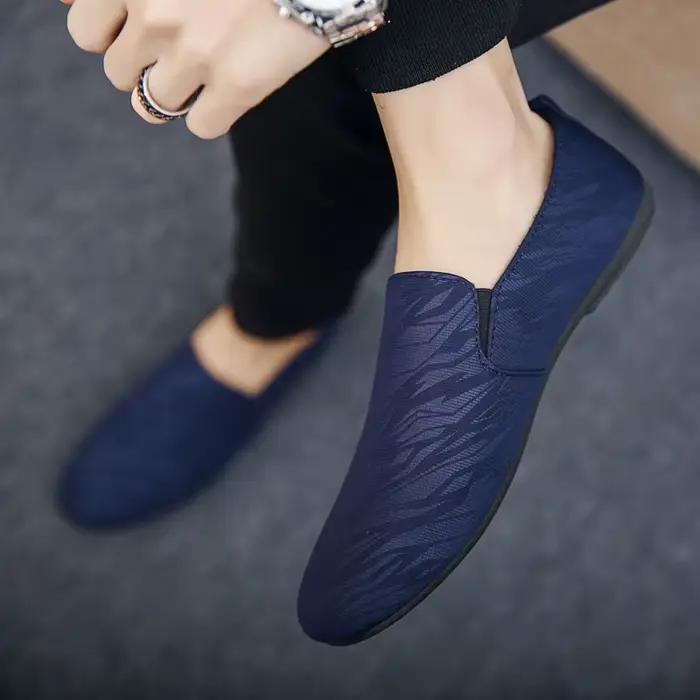 Mocassins de conduite décontractés pour homme, tissu en coton, semelle PVC, bout pointu, printemps-automne, parfait pour les occasions décontractées et semi-formelles