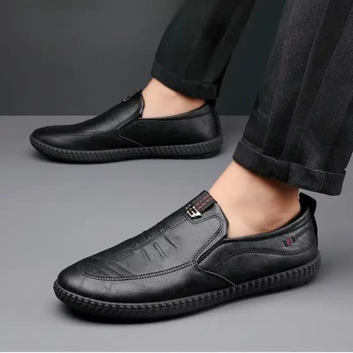 Chaussures décontractées pour hommes d'affaires, respirantes, légères, en cuir, mocassins à enfiler, chaussures de conduite, chaussures d'été de haute qualité pour hommes