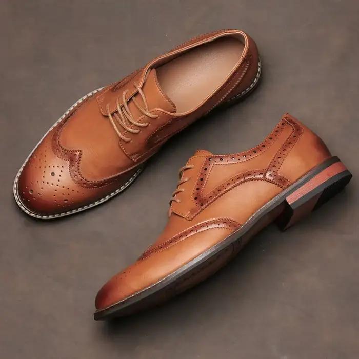 Taille 7 ~ 13 chaussures habillées Brogue homme chaussure sociale en cuir de mariage mâle