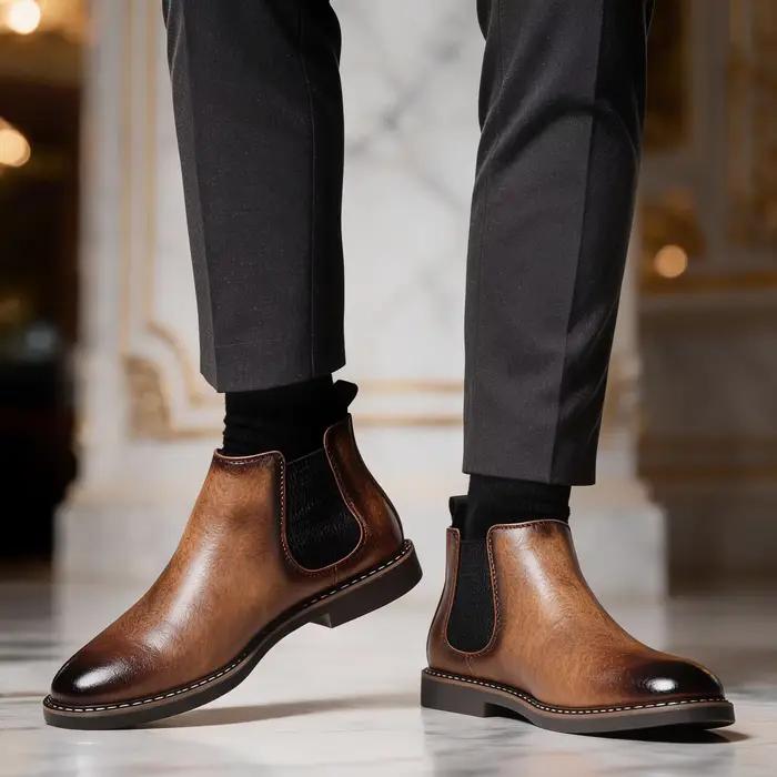 Bottes Chelsea pour Hommes Style Concis Marque Hecrafted Pour Hommes Occasions Spéciales Printemps Automne Confort Durabilité