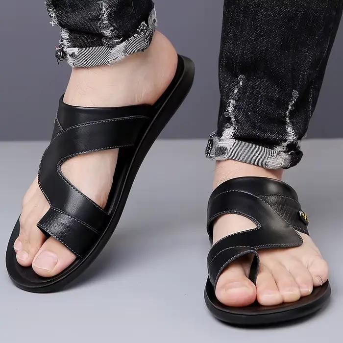 Sandales pour hommes, nouvelle collection été, antidérapantes, respirantes, légères, à semelle souple, chaussures de plage confortables, tongs à clipser, pantoufles à enfiler